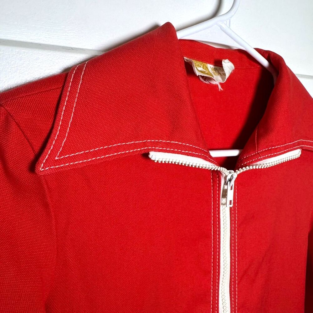 Vintage White Stag Womens 4 Red Jacket Full Zip Contrast Stitch Mod Retro 70s